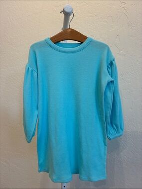 Chaser Kids Ribbed Long Sleeve dress Aqua Blue